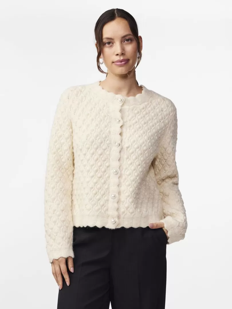 Knitwear>Yas BUBBLE KNITTED CARDIGAN Birch