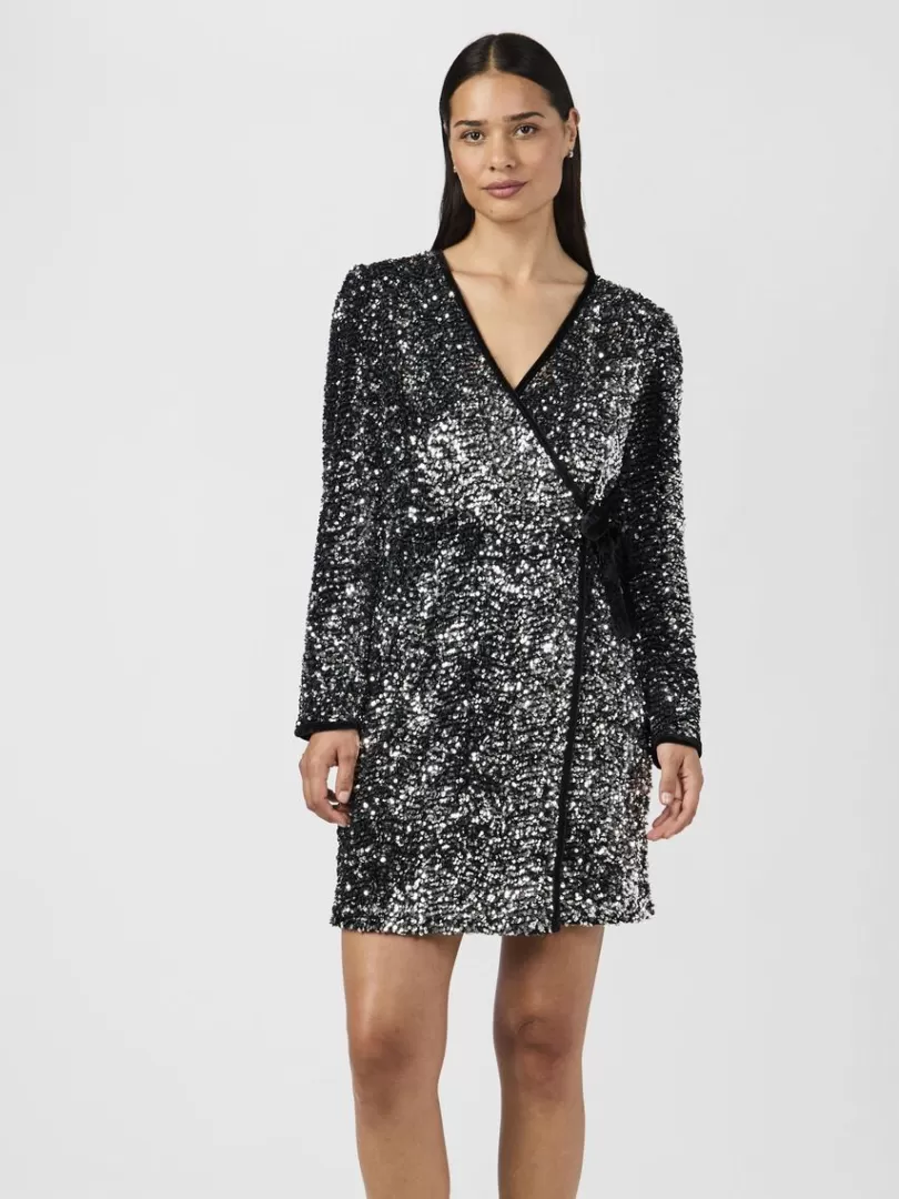 Dresses>Yas ELLE WRAP DRESS Silver