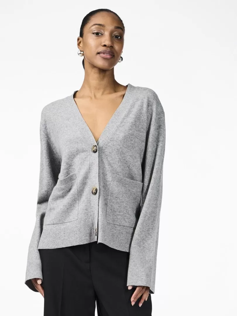Knitwear>Yas EMILIE KNITTED CARDIGAN LightGreyMelange