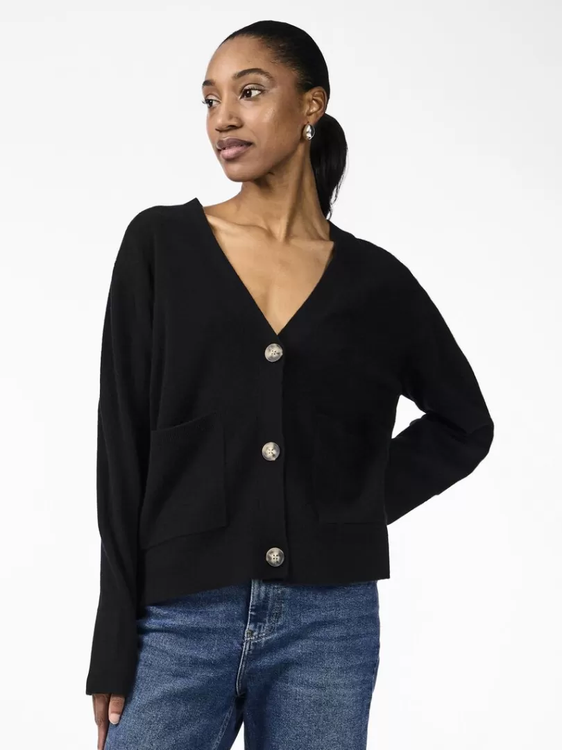 Knitwear>Yas EMILIE KNITTED CARDIGAN Black