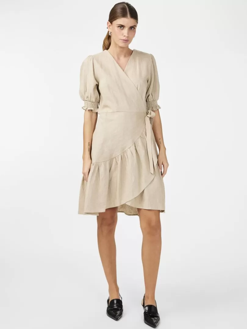 Dresses>Yas FLAXY WRAP DRESS Birch