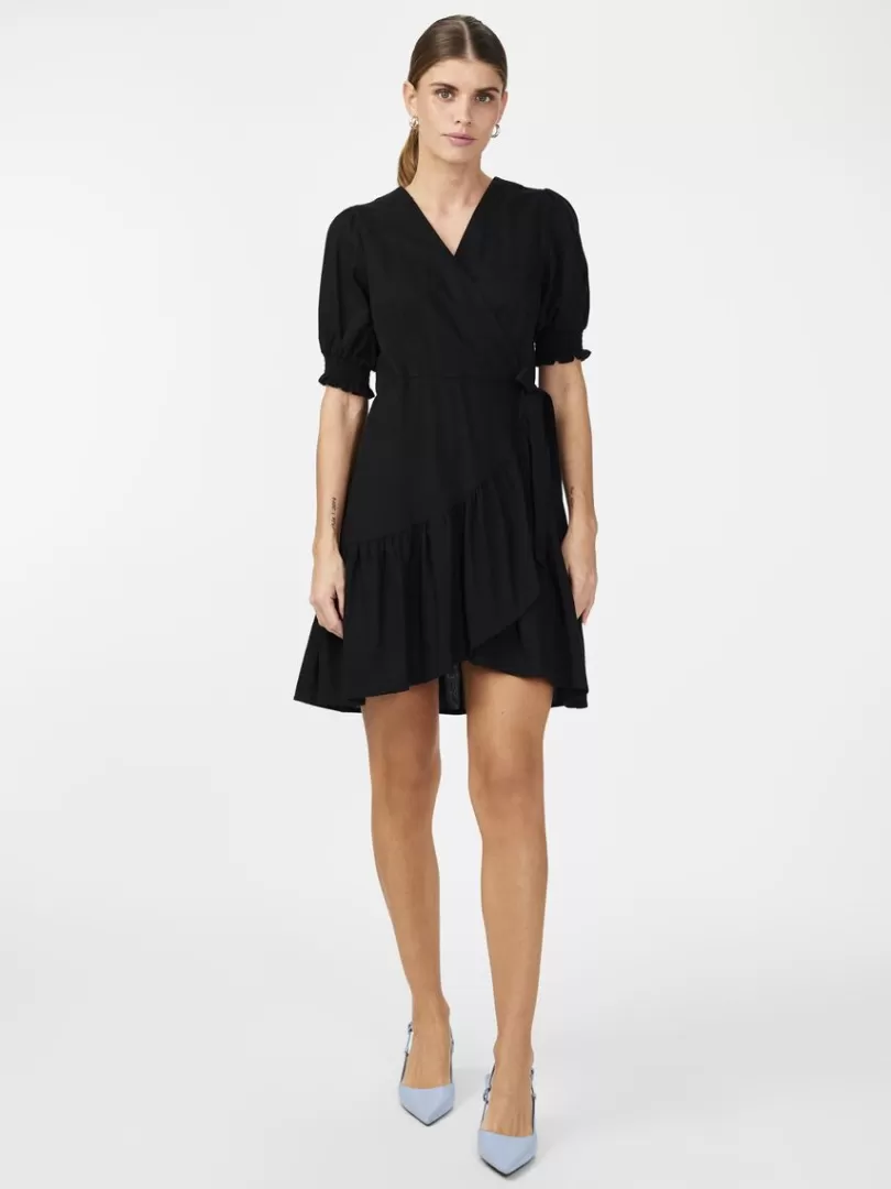 Dresses>Yas FLAXY WRAP DRESS Black