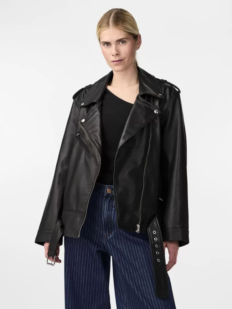 Outerwear>Yas LANA LEATHER JACKET Black
