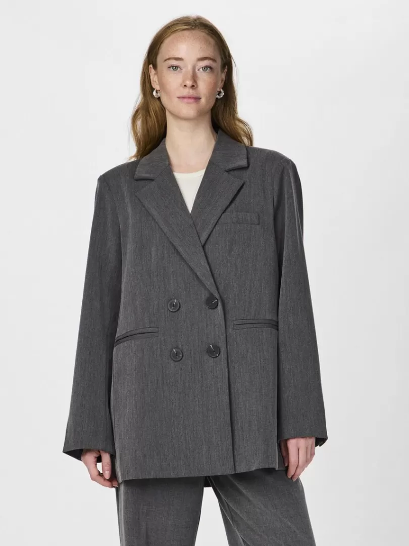 Blazers>Yas LIKKA OVERSIZED BLAZER DarkGreyMelange